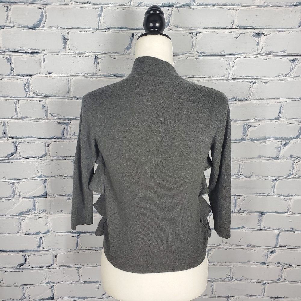 Autumn Cashmere Gray Ruffle Cardigan - Picture 2 of 4